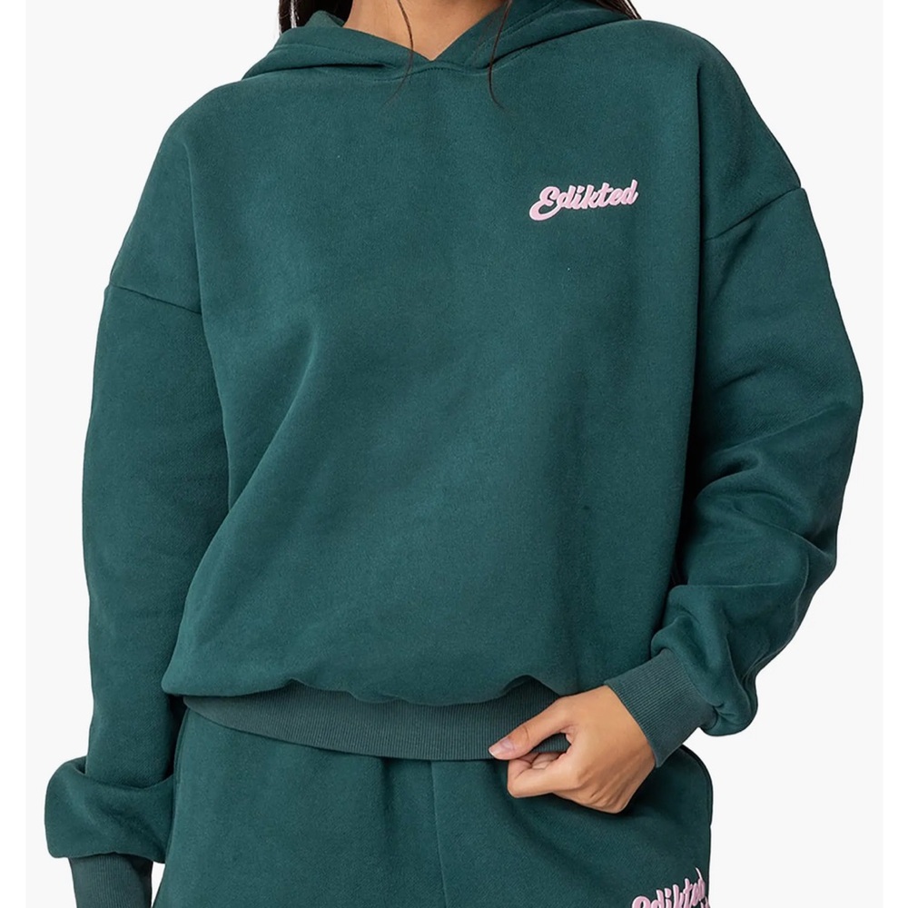 Edikted Sports Teal ‘So Sporty’ Hoodie (Size Medium)